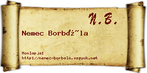 Nemec Borbála névjegykártya